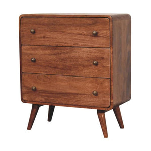 Arden Chest of Drawers | Solid Mango Wood | Honey Caramel Finish | 3 Drawer Storage Chest
