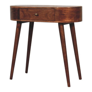 Arden Console Table | Solid Mango Wood | Honey Caramel Finish | Rounded Hallway Console with Drawer