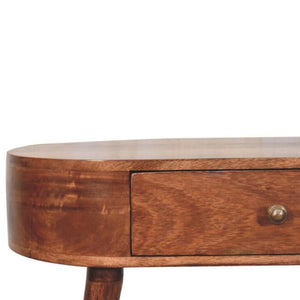 Arden Console Table | Solid Mango Wood | Honey Caramel Finish | Rounded Hallway Console with Drawer