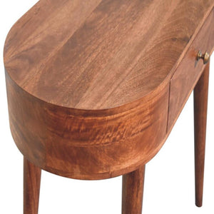 Arden Console Table | Solid Mango Wood | Honey Caramel Finish | Rounded Hallway Console with Drawer