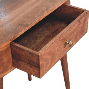 Arden Console Table | Solid Mango Wood | Honey Caramel Finish | Rounded Hallway Console with Drawer