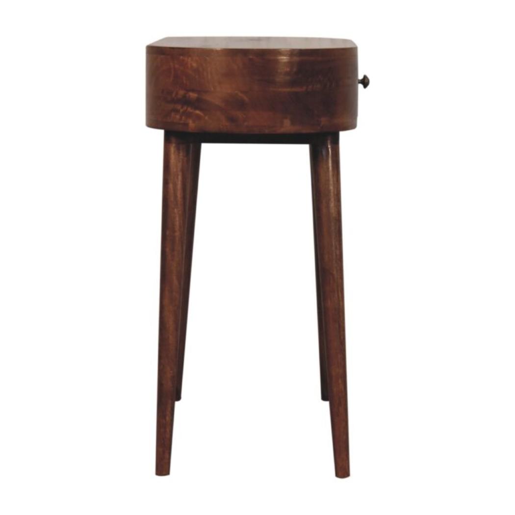 Arden Console Table | Solid Mango Wood | Honey Caramel Finish | Rounded Hallway Console with Drawer