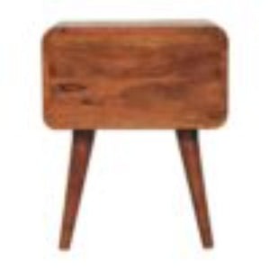 Arden Curved Bedside Table | Solid Mango Wood | Honey Caramel Finish | 2 Drawer Nightstand