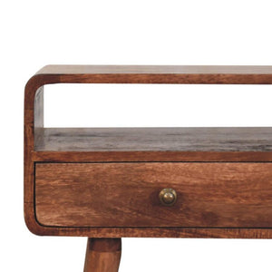 Arden Curved Console Table | Solid Mango Wood | Honey Caramel Finish | 2 Drawer Hallway Console Table