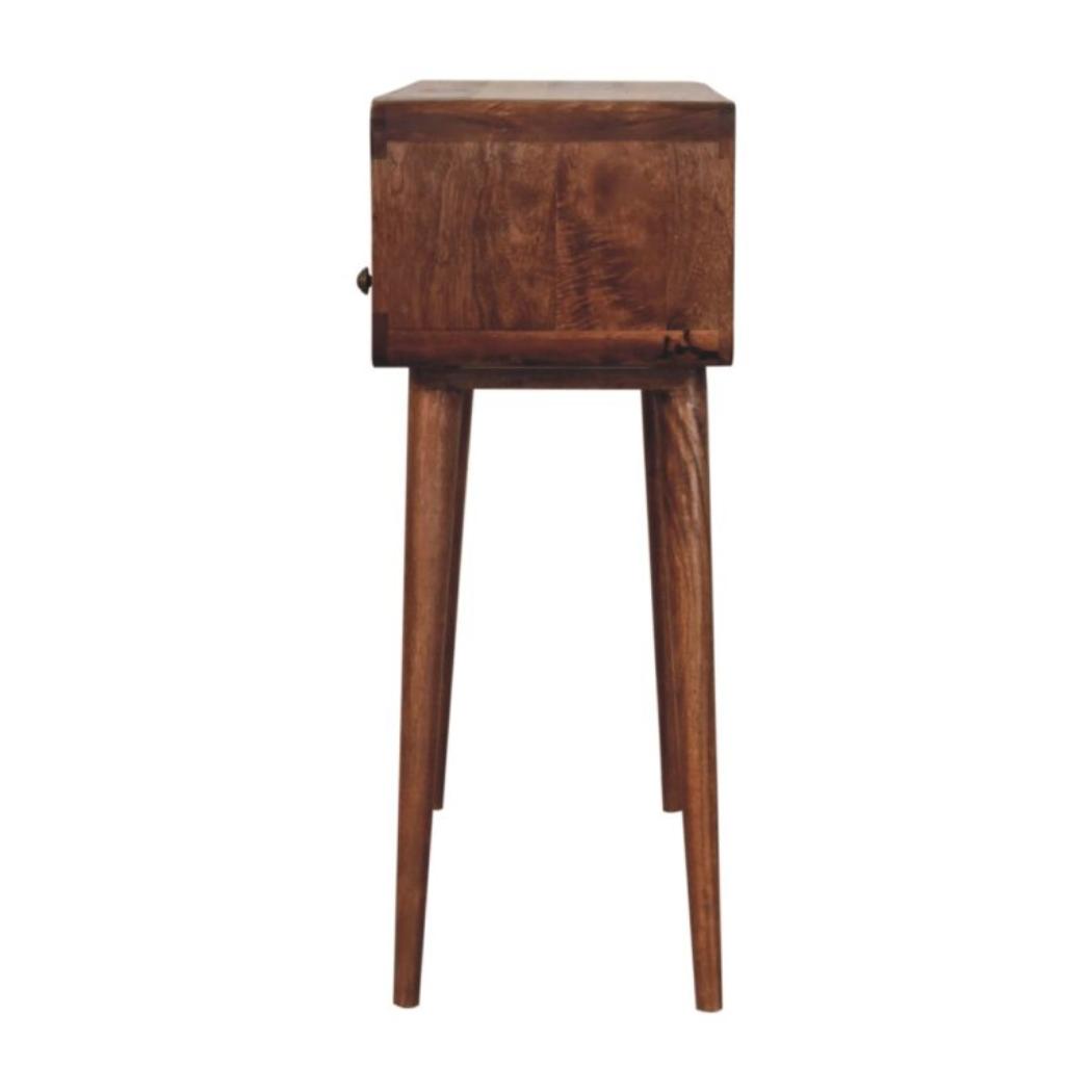 Arden Curved Console Table | Solid Mango Wood | Honey Caramel Finish | 2 Drawer Hallway Console Table