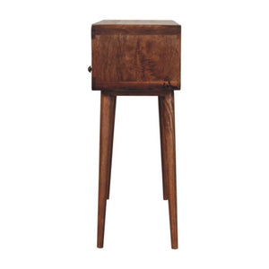Arden Curved Console Table | Solid Mango Wood | Honey Caramel Finish | 2 Drawer Hallway Console Table