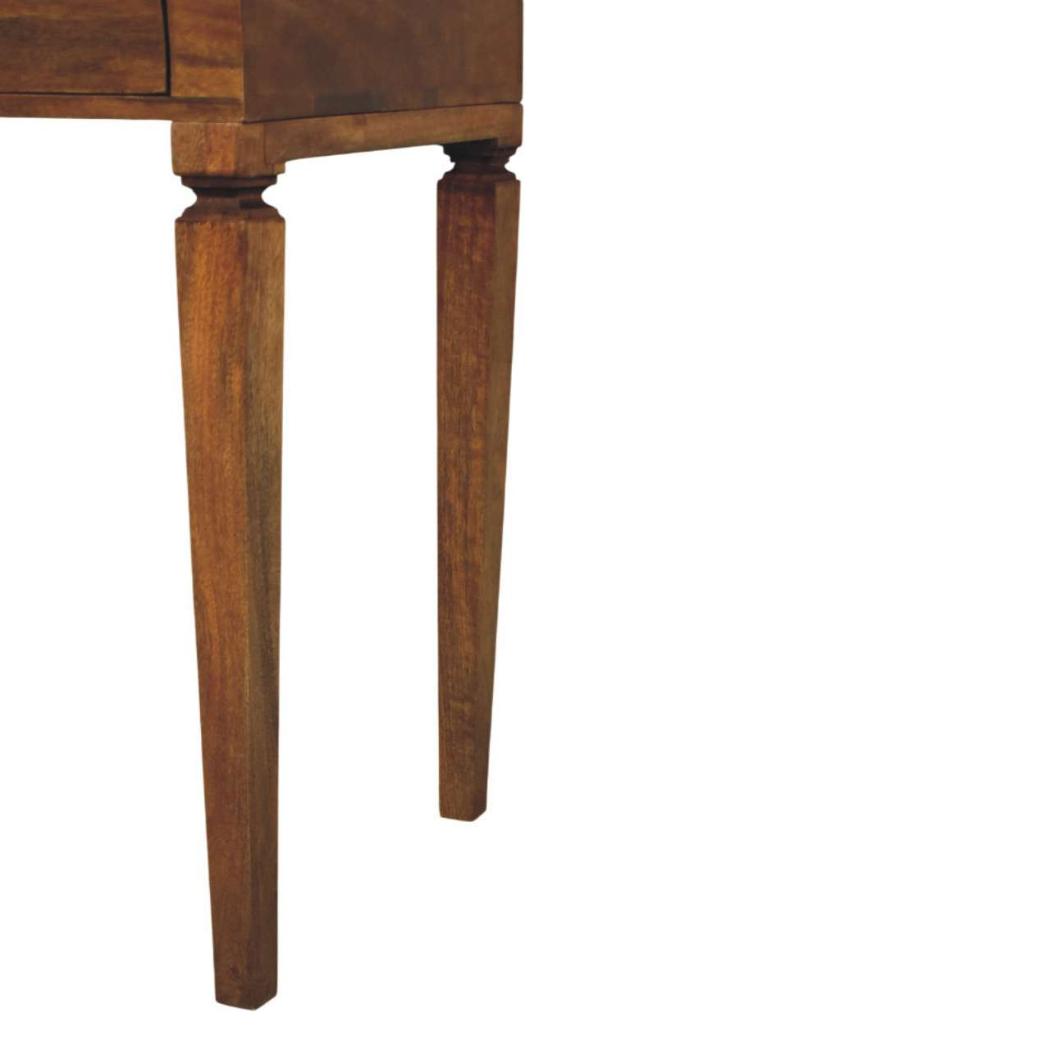 Arden Curved Mango Wood Writing Desk | Amber Oak Finish