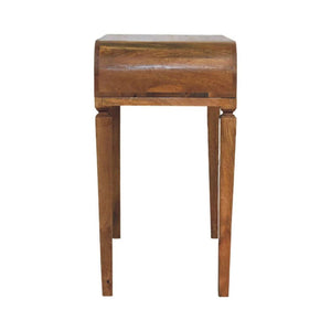 Arden Curved Mango Wood Writing Desk | Amber Oak Finish