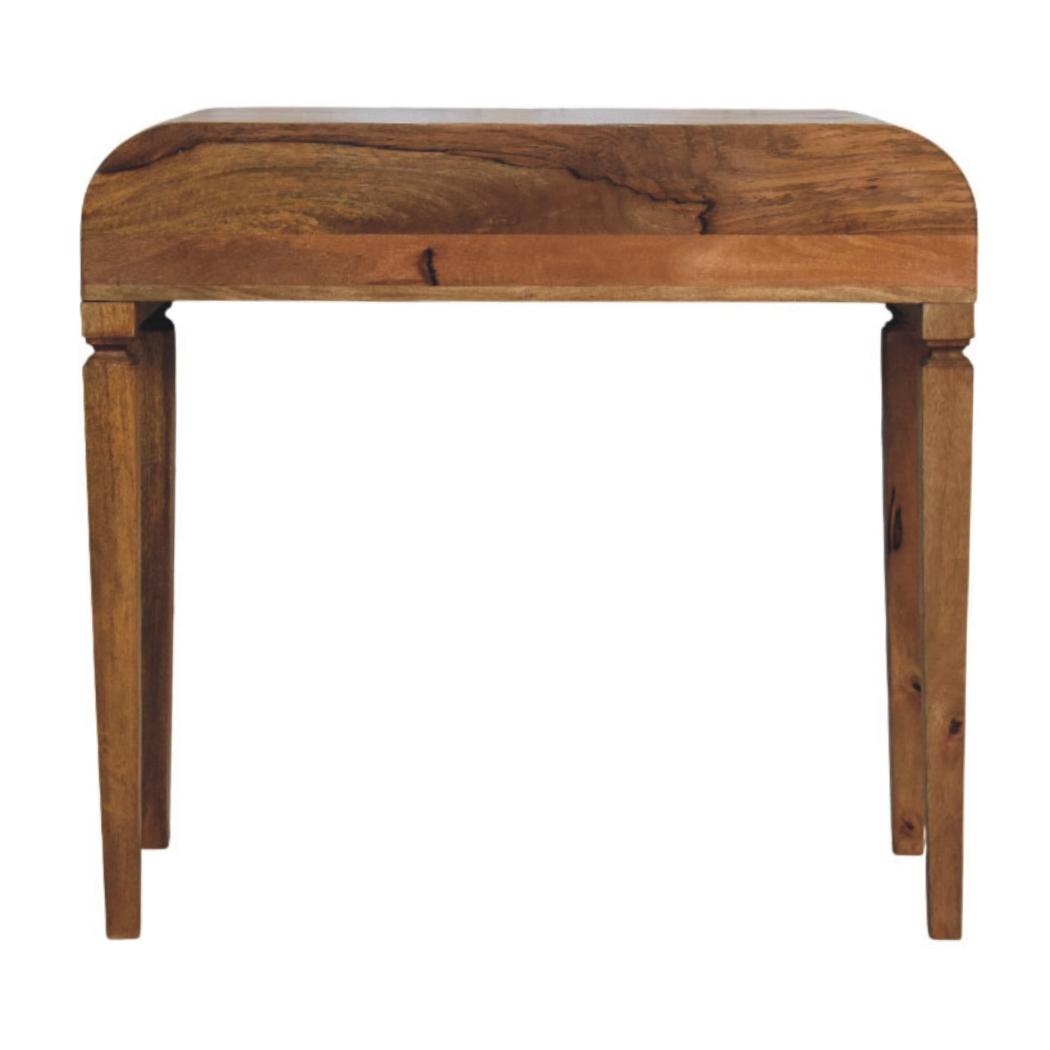 Arden Curved Mango Wood Writing Desk | Amber Oak Finish