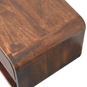 Arden Floating Bedside Table | Solid Mango Wood | California Walnut Finish | 1 Drawer Wall Mounted Nightstand with Open Shelf