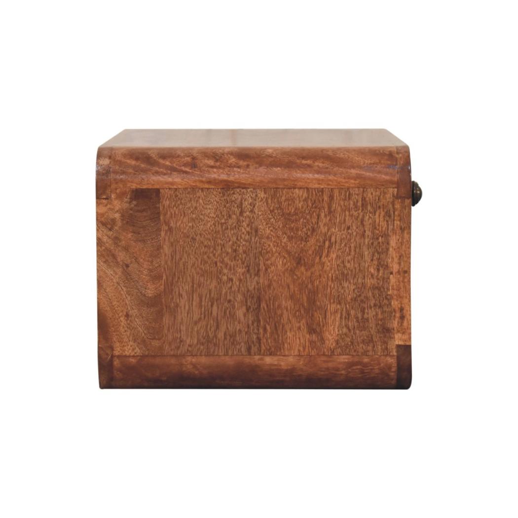 Arden Floating Bedside Table | Solid Mango Wood | Honey Caramel Finish | 1 Drawer Wall Mounted Nightstand with Open Shelf