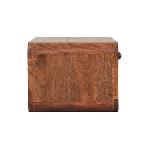 Arden Floating Bedside Table | Solid Mango Wood | Honey Caramel Finish | 1 Drawer Wall Mounted Nightstand with Open Shelf