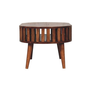 Ariella Coffee Table | Solid Mango Wood | Honey Caramel Finish | Japanese Inspired Round Coffee Table