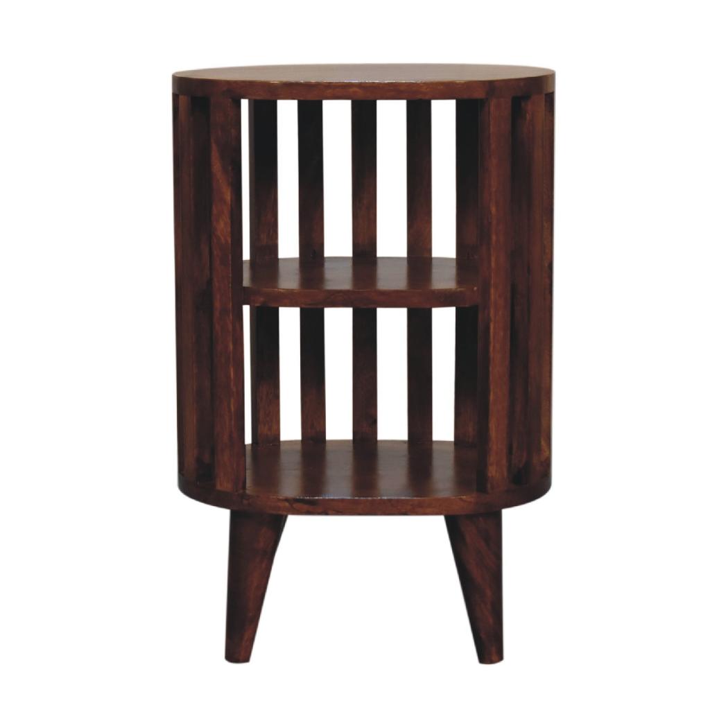 Ariella Double Shelf Chestnut Bedside | Solid Mango Wood | Double Open Shelf