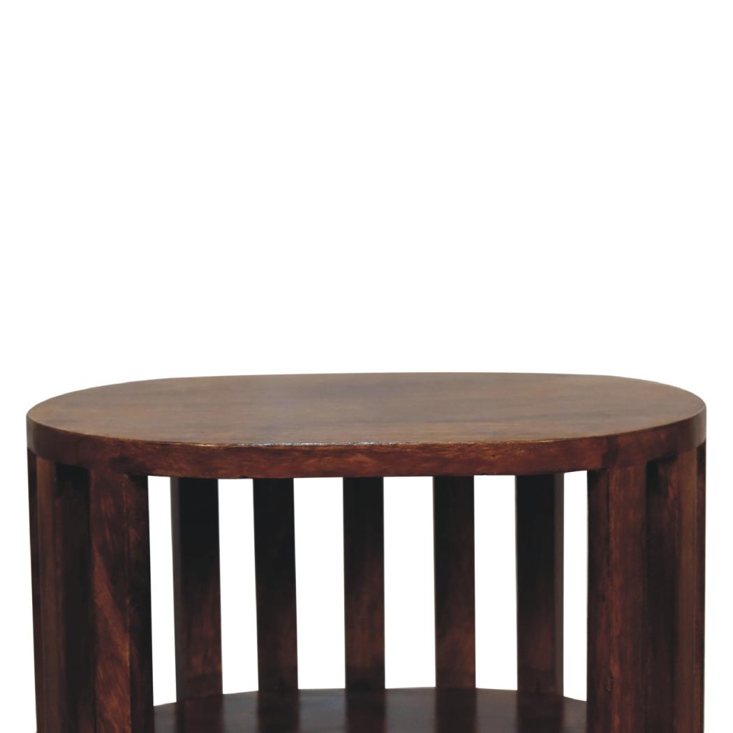 Ariella Double Shelf Chestnut Bedside | Solid Mango Wood | Double Open Shelf