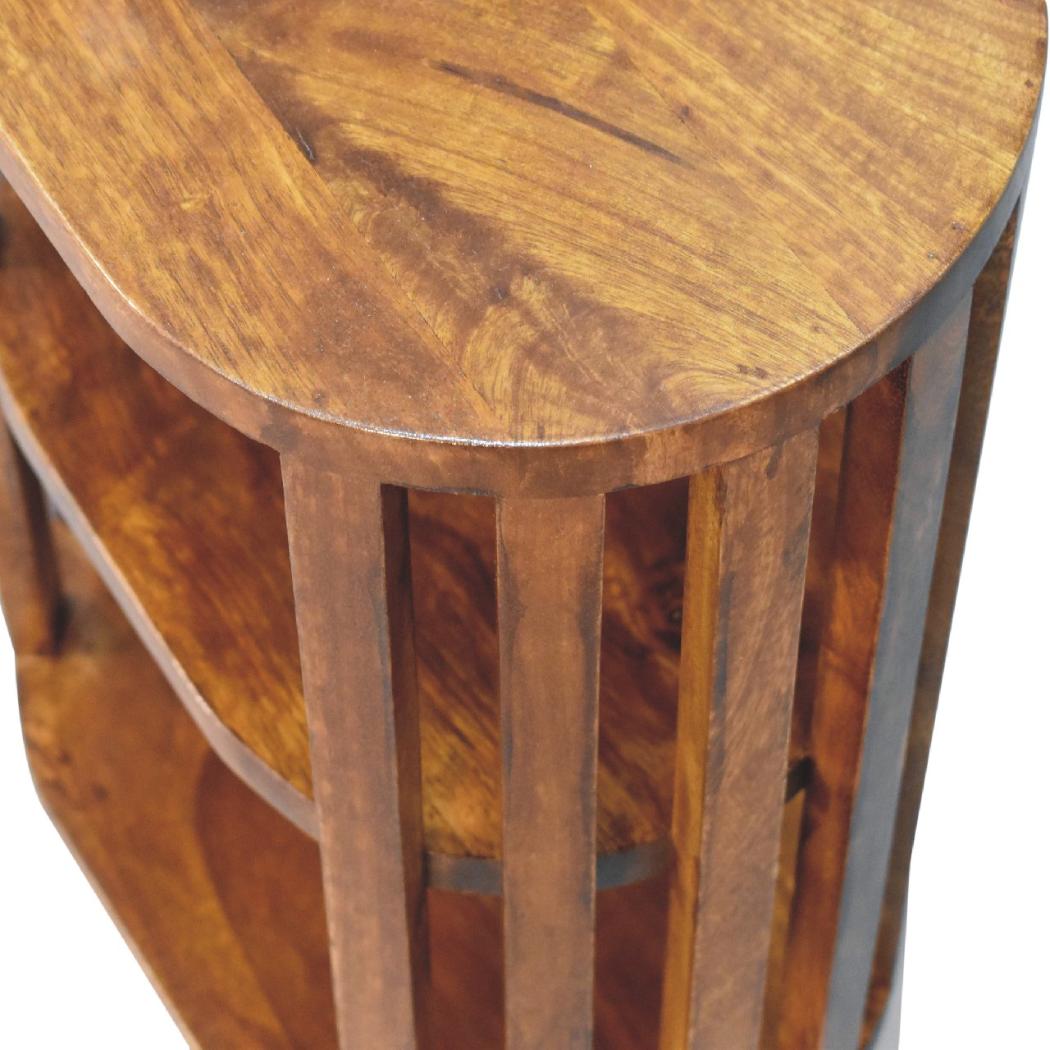 Ariella Double Shelf Chestnut Bedside | Solid Mango Wood | Double Open Shelf