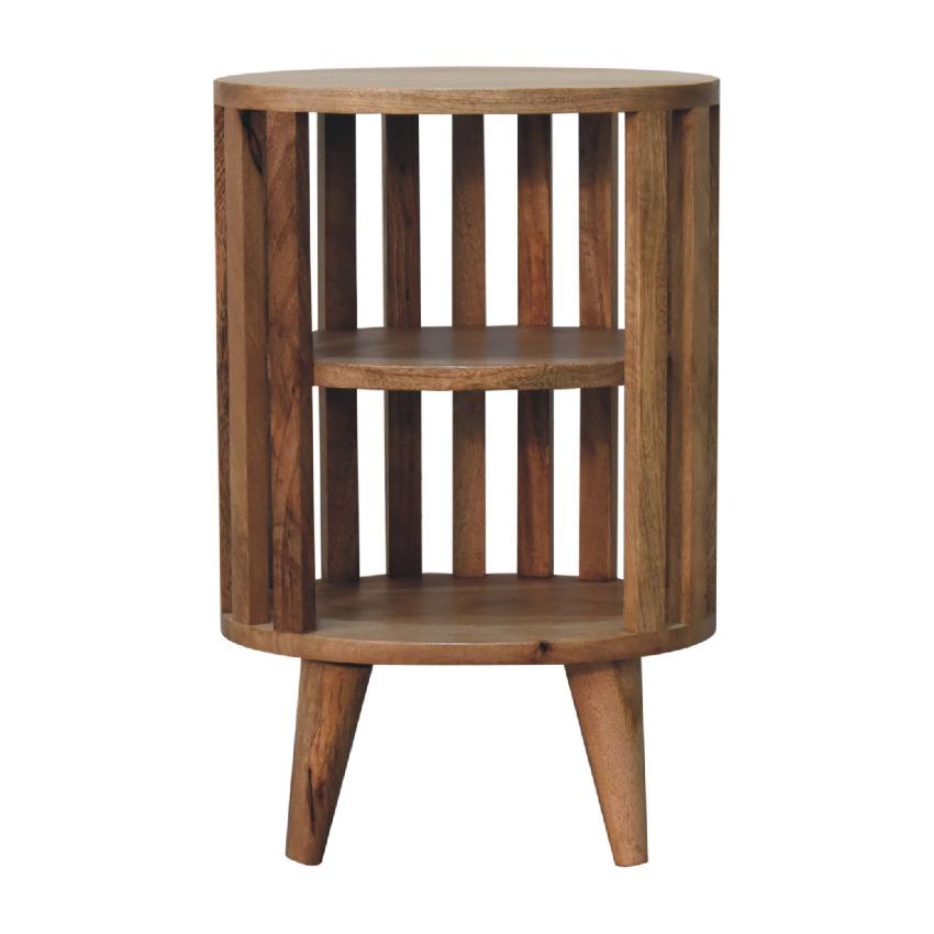Ariella Double Shelf Oak-ish Bedside | Solid Wood | Open Storage