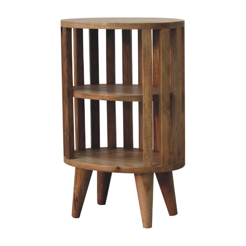 Ariella Double Shelf Oak-ish Bedside | Solid Wood | Open Storage