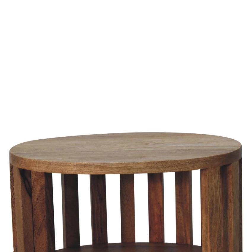 Ariella Double Shelf Oak-ish Bedside | Solid Wood | Open Storage
