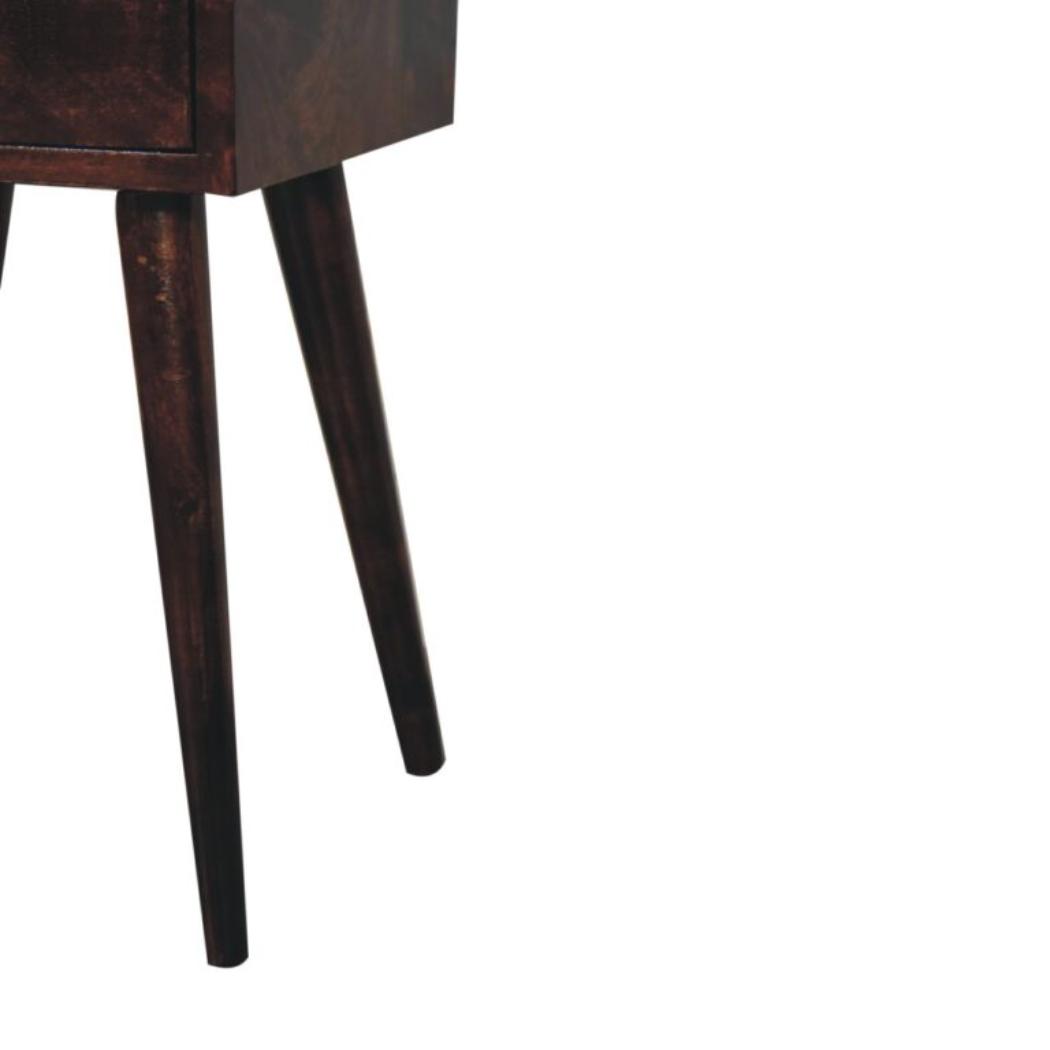 Arlo Compact Bedside Table | Solid Mango Wood | California Walnut Finish | 1 Drawer Nightstand with Open Shelf