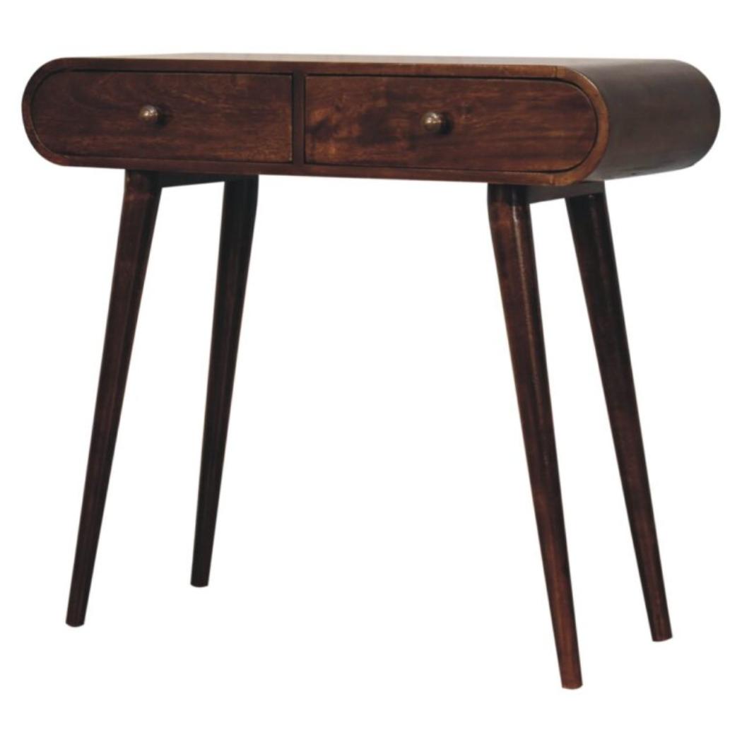 Arlo Console Table | Solid Mango Wood | California Walnut Finish | 2 Drawer Hallway Console Table