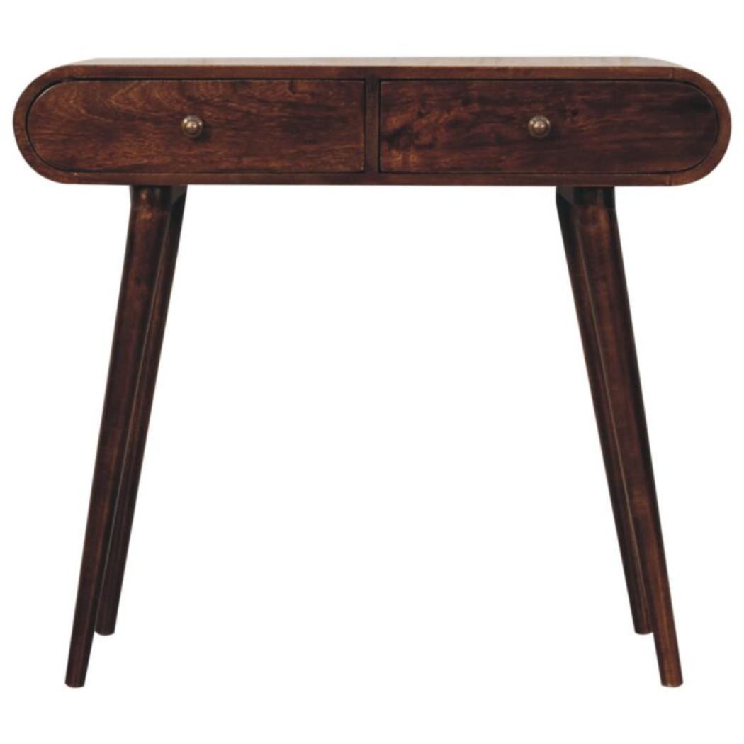 Arlo Console Table | Solid Mango Wood | California Walnut Finish | 2 Drawer Hallway Console Table