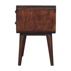 Arlo Curved Bedside Table | Solid Mango Wood | California Walnut Finish | 2 Drawer Nightstand