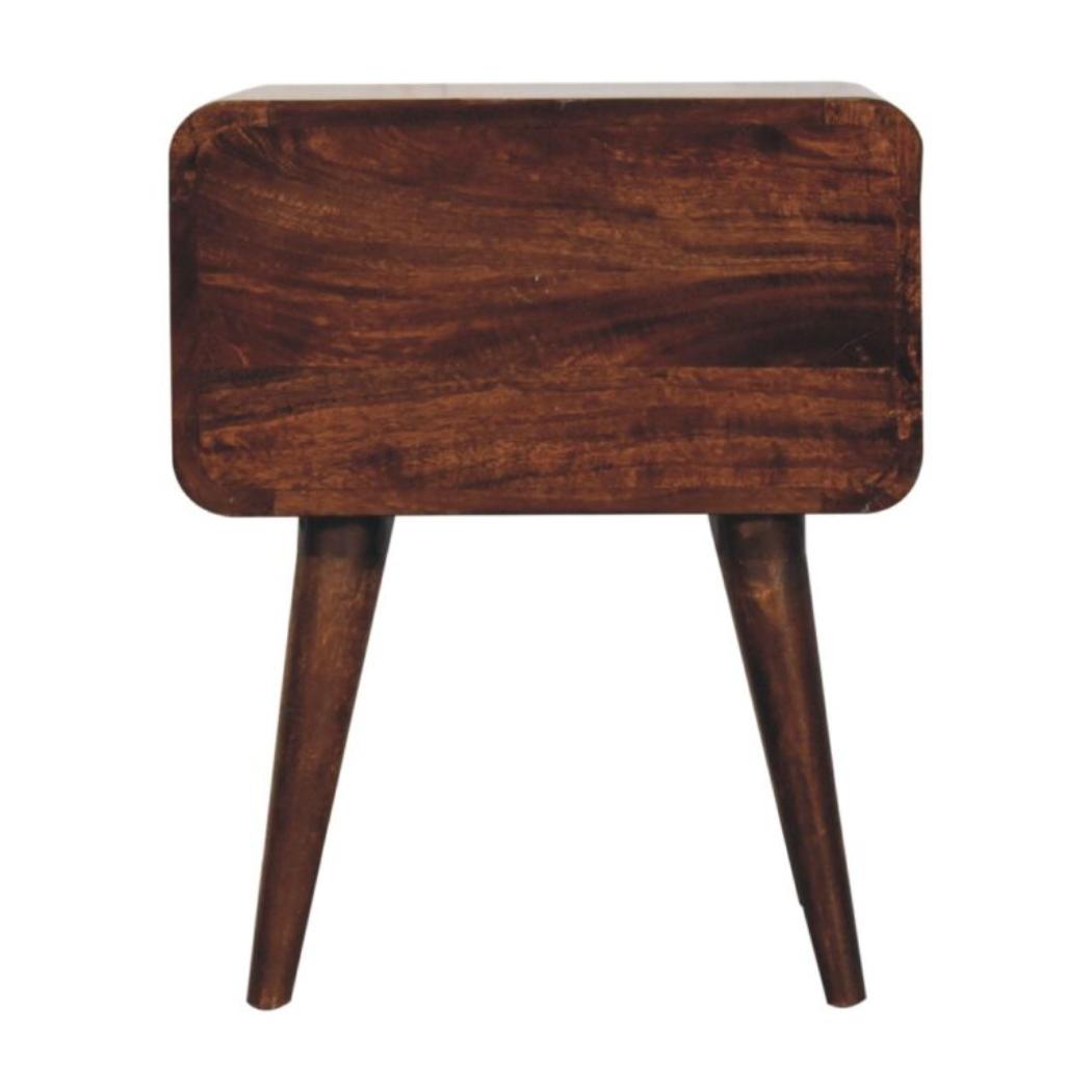 Arlo Curved Bedside Table | Solid Mango Wood | California Walnut Finish | 2 Drawer Nightstand