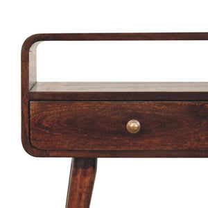 Arlo Curved Console Table | Solid Mango Wood | California Walnut Finish | 2 Drawer Hallway Console Table