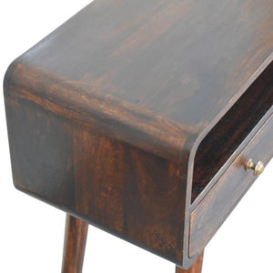 Arlo Curved Console Table | Solid Mango Wood | California Walnut Finish | 2 Drawer Hallway Console Table