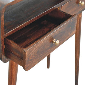 Arlo Curved Console Table | Solid Mango Wood | California Walnut Finish | 2 Drawer Hallway Console Table