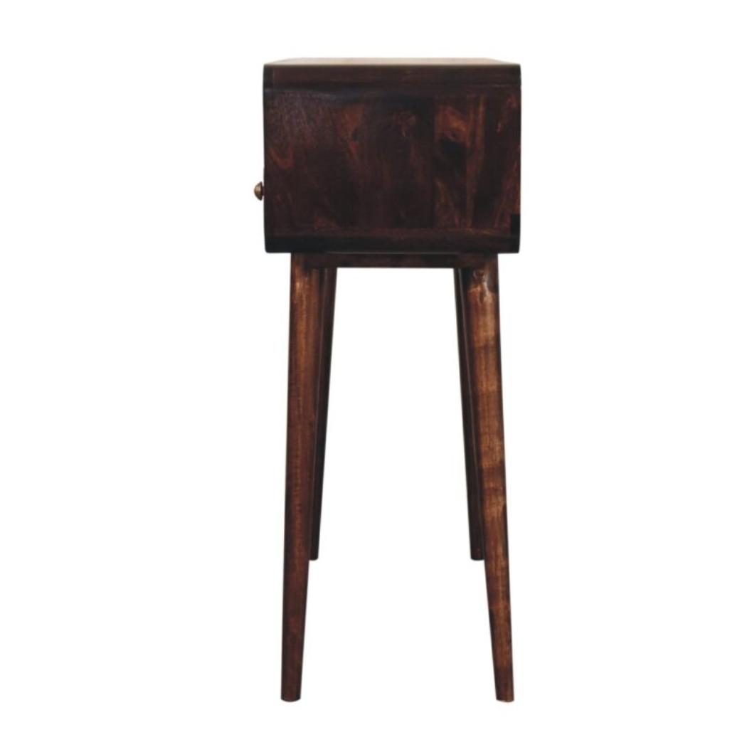 Arlo Curved Console Table | Solid Mango Wood | California Walnut Finish | 2 Drawer Hallway Console Table