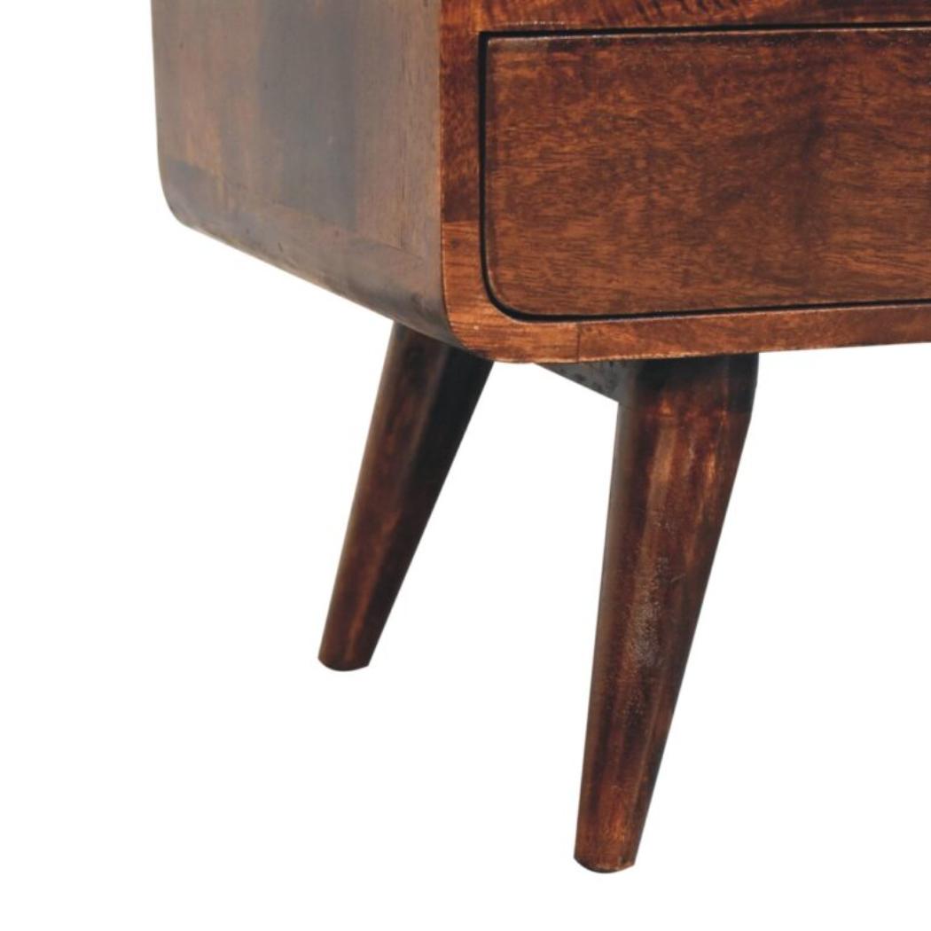 Arlo Curved Media Unit | Solid Mango Wood | California Walnut Finish | 2 Drawer TV Entertainment Unit