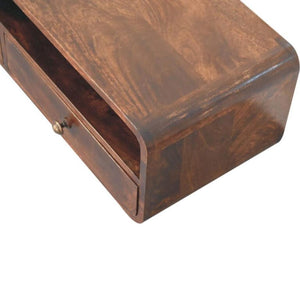 Arlo Floating Console Table | Solid Mango Wood | California Walnut Finish | 2 Drawers with Open Shelf