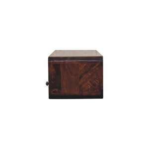Arlo Floating Console Table | Solid Mango Wood | California Walnut Finish | 2 Drawers with Open Shelf