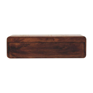 Arlo Floating Console Table | Solid Mango Wood | California Walnut Finish | 2 Drawers with Open Shelf