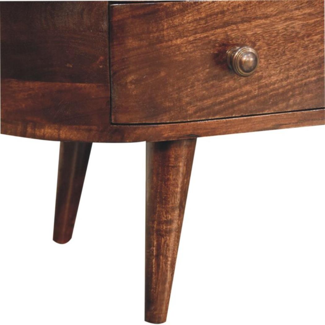Arlo Rounded Entertainment Unit | Solid Mango Wood | California Walnut Finish | 4 Drawer TV Media Unit