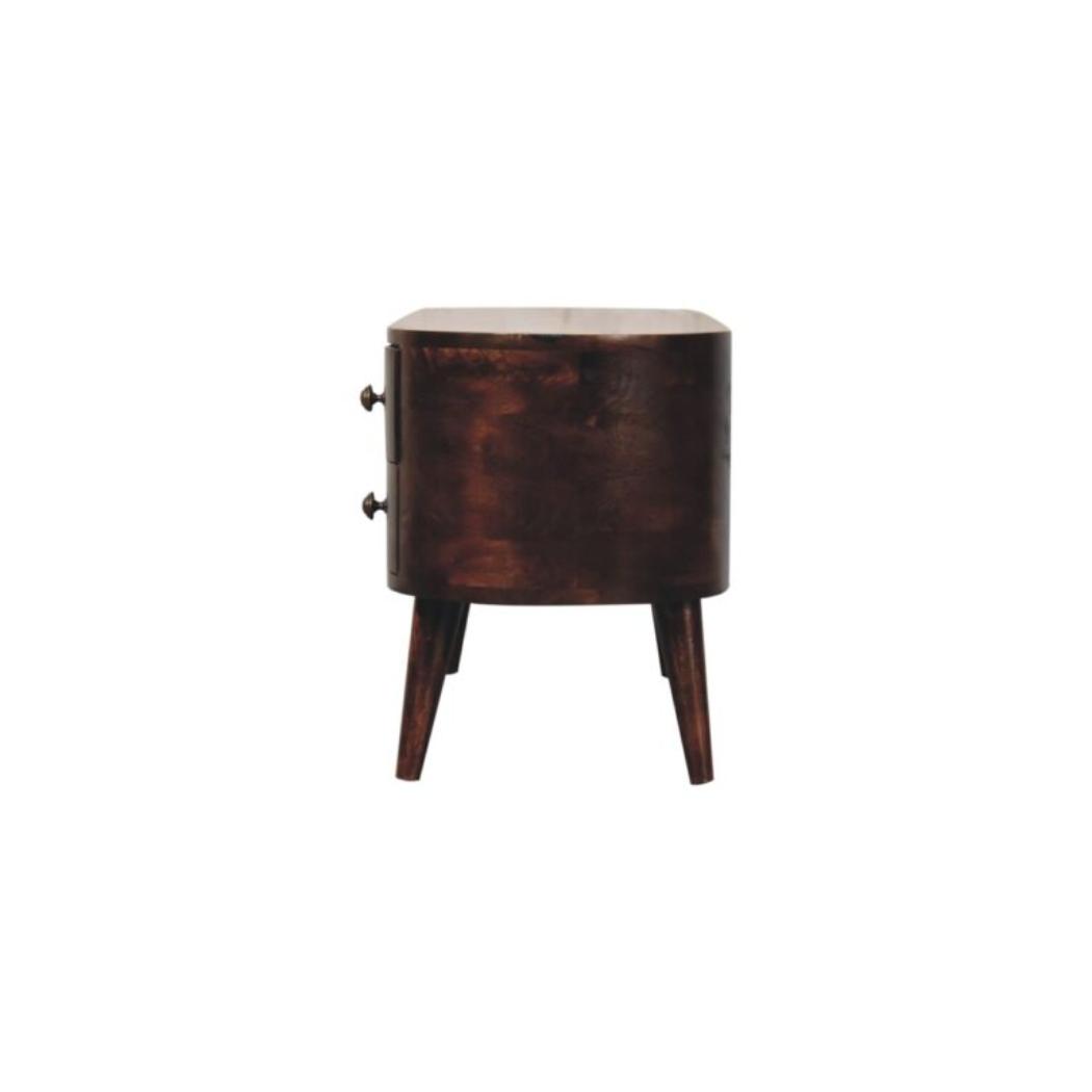 Arlo Rounded Entertainment Unit | Solid Mango Wood | California Walnut Finish | 4 Drawer TV Media Unit