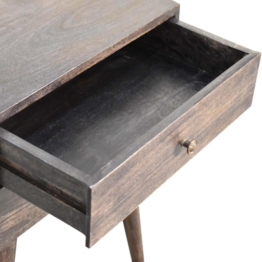 Ash Black Bedside Table | Solid Mango Wood | 2 Drawers | Nordic Style