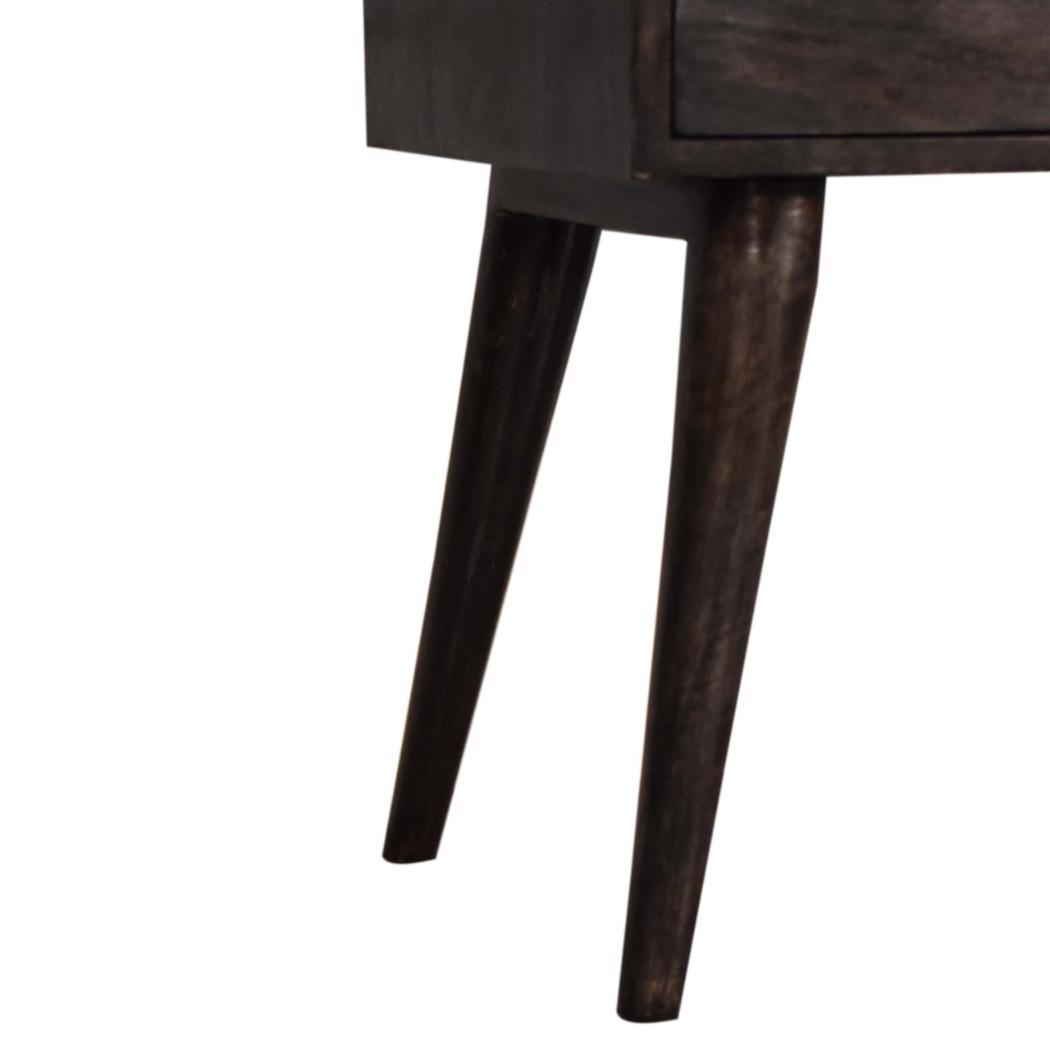 Ash Black Bedside Table | Solid Mango Wood | 2 Drawers | Nordic Style