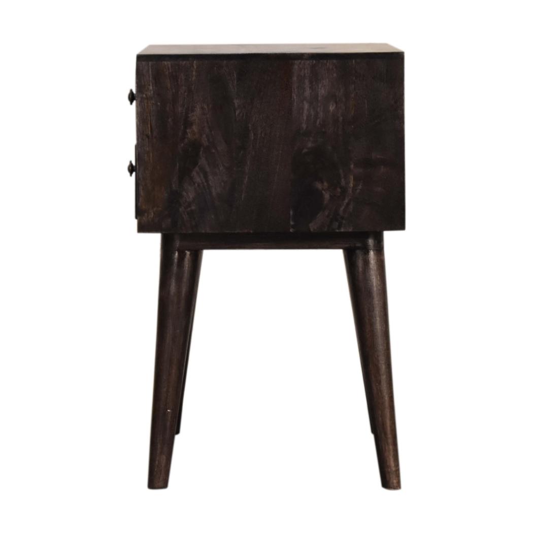 Ash Black Bedside Table | Solid Mango Wood | 2 Drawers | Nordic Style