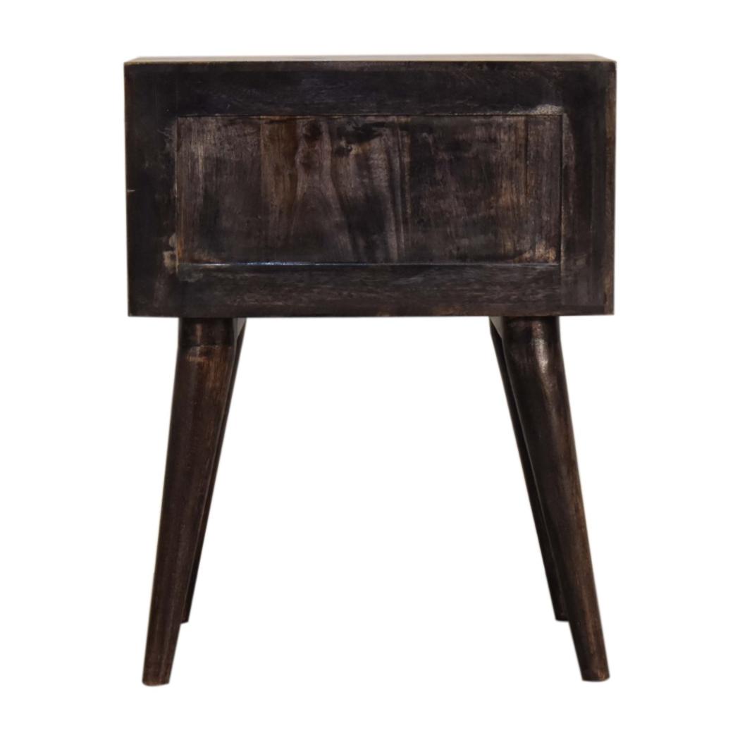 Ash Black Bedside Table | Solid Mango Wood | 2 Drawers | Nordic Style