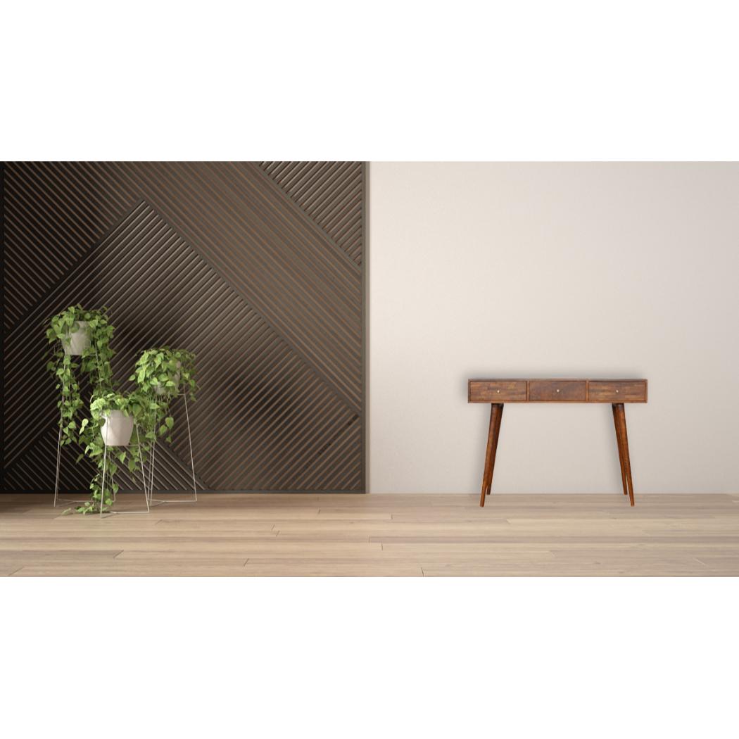 Assorted 3 Drawer Console Table | Solid Mango Wood | Chestnut Finish | Hallway Storage