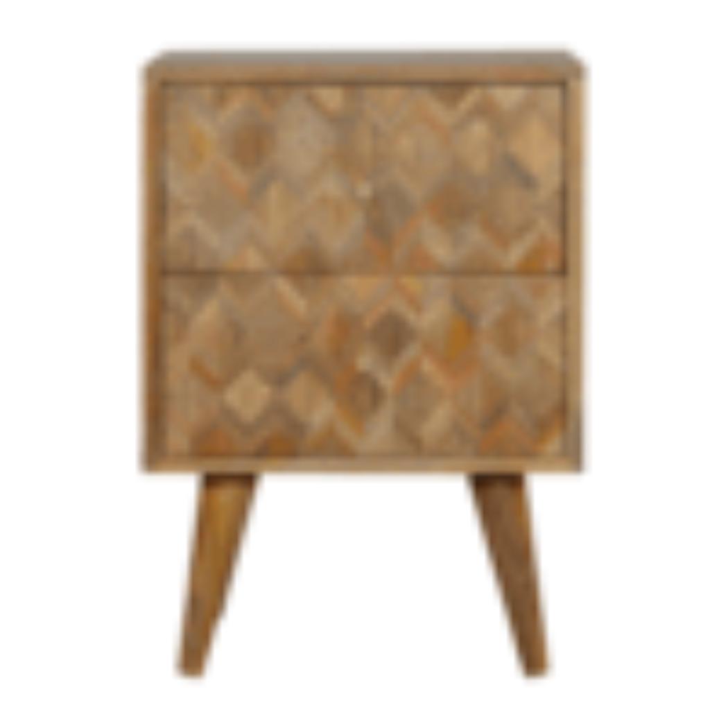 Assorted Bedside Table | Solid Mango Wood | Oak Finish | Artisan Bedroom Storage