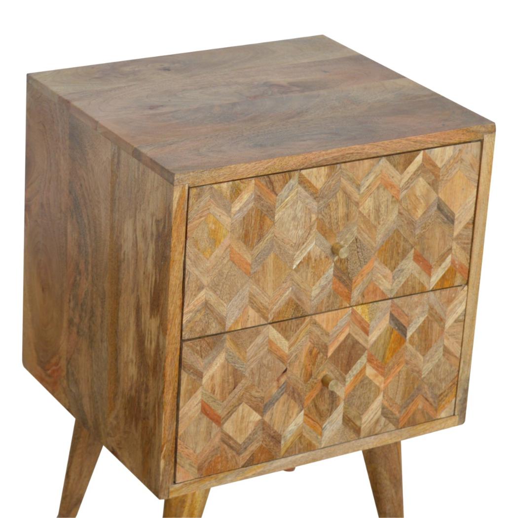 Assorted Bedside Table | Solid Mango Wood | Oak Finish | Artisan Bedroom Storage