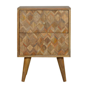 Assorted Bedside Table | Solid Mango Wood | Oak Finish | Artisan Bedroom Storage