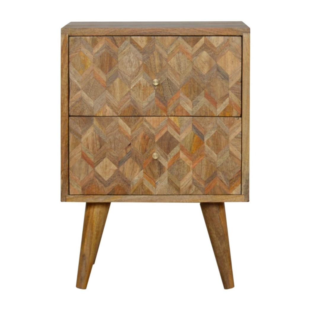 Assorted Bedside Table | Solid Mango Wood | Oak Finish | Artisan Bedroom Storage