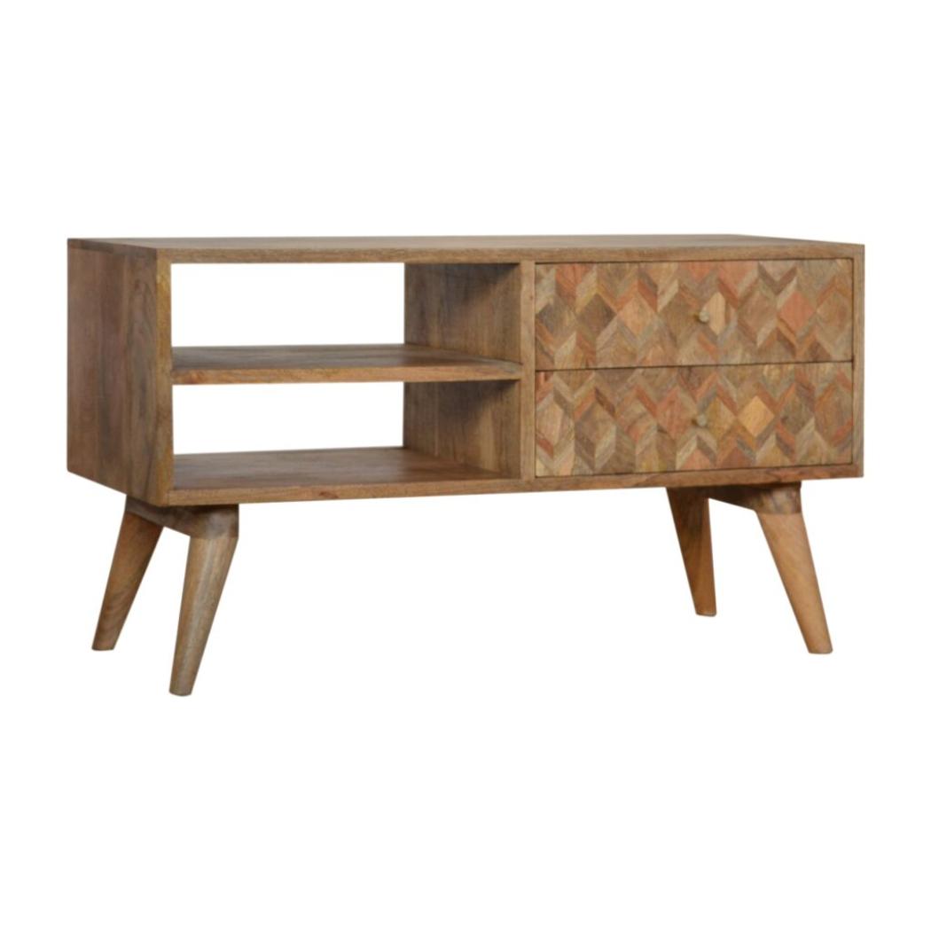 Assorted Oak-Inspired Media Unit | Mixed Timber Tones | Contemporary TV Storage