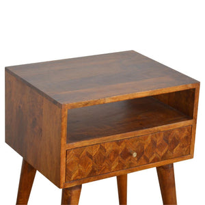 Assorted Open Slot Bedside Table | Solid Mango Wood | Chestnut Finish | Nightstand Storage