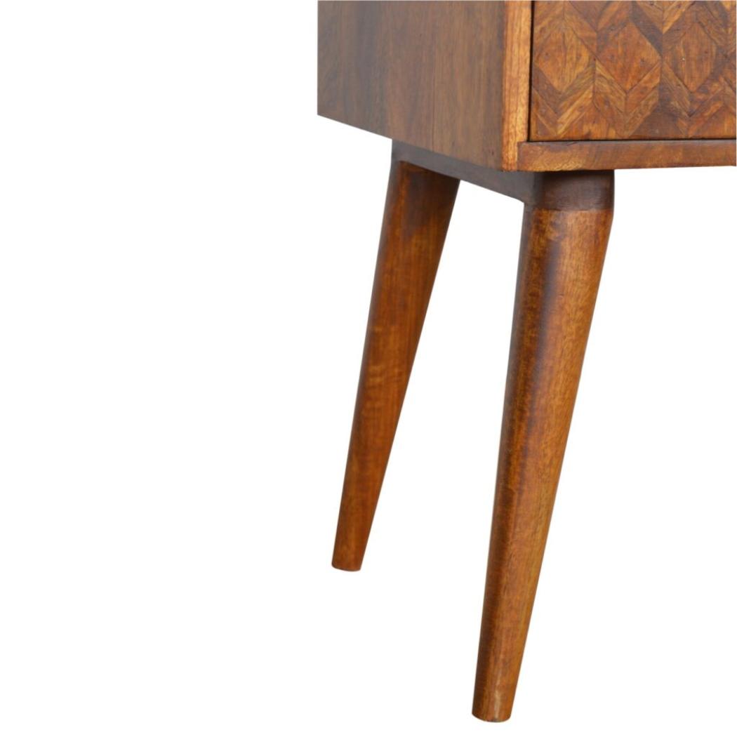Assorted Open Slot Bedside Table | Solid Mango Wood | Chestnut Finish | Nightstand Storage